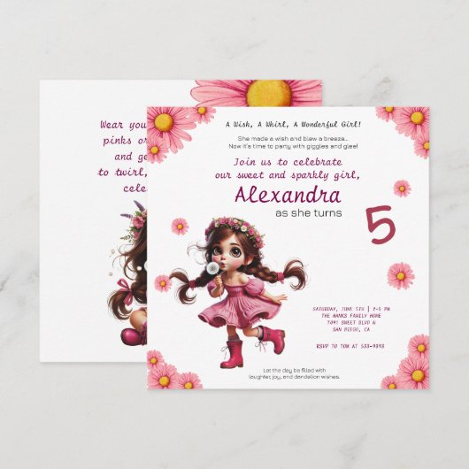 Quirky-Leuchter-Geburtstagseinladung (Vorne/Hinten)