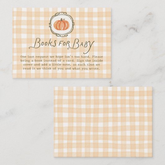 Quirky Little Pumpkin Baby Shower Books for Baby Begleitkarte (Vorne/Hinten)