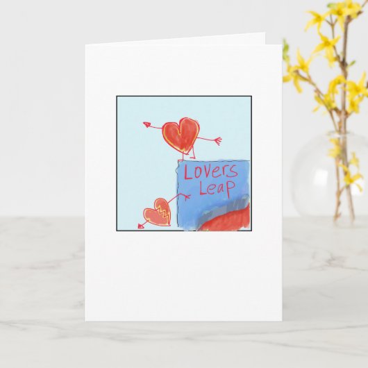 Quirky Lovers' Leap Illustrated Karte (Gelbe Blume)