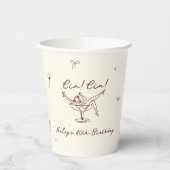 Quirky Maroon Hand Drawn Cin Cin Martini Pappbecher (Links)