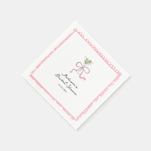 Quirky Martini Bow Hand Drawn Brautparty Serviette (Ecke)