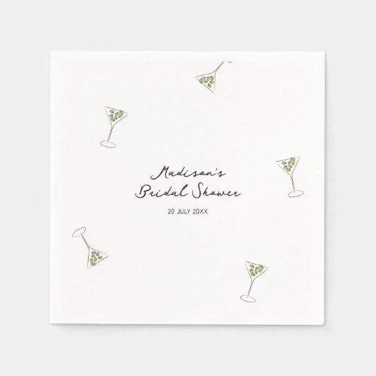 Quirky Martini Bow Hand Drawn Brautparty Serviette (Vorderseite)