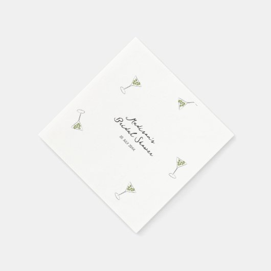 Quirky Martini Bow Hand Drawn Brautparty Serviette (Ecke)