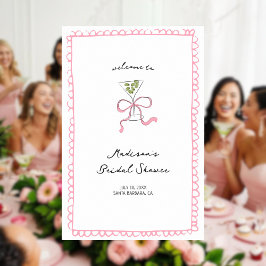 Quirky Martini Pink Bow Brautparty Empfang Poster