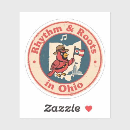 Quirky Midwest Pride Kardinal mit Ohio Flag Aufkleber (Blatt)