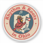 Quirky Midwest Pride Kardinal mit Ohio Flag Aufkleber (Vorderseite)