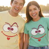 Quirky Minimalist Smiley Face Heart Graphic Art T-Shirt