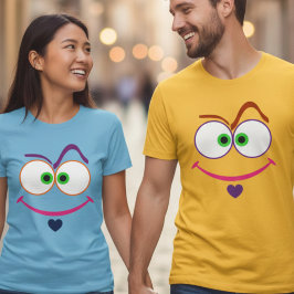 Quirky Minimalist Smiley Face Heart Graphic Art T-Shirt