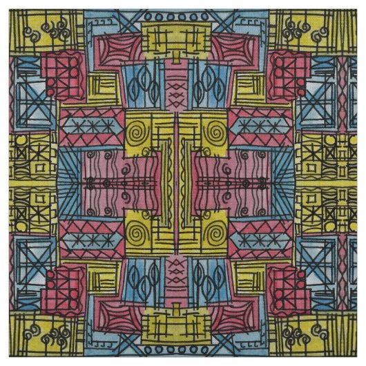 Quirky-Modern Bauhaus Geometrisches Muster Stoff (Muster)