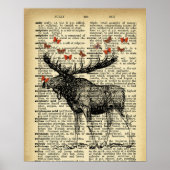 Quirky Moose Apples Antiwörterbuch Kunst Poster (Vorne)