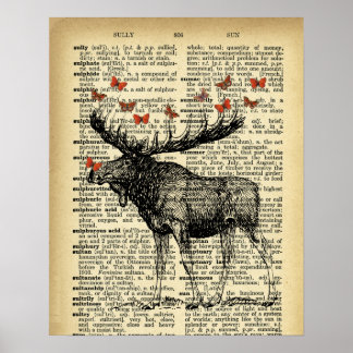 Quirky Moose Apples Antiwörterbuch Kunst Poster