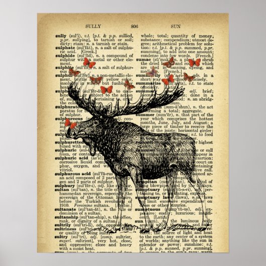 Quirky Moose Apples Antiwörterbuch Kunst Poster (Vorne)