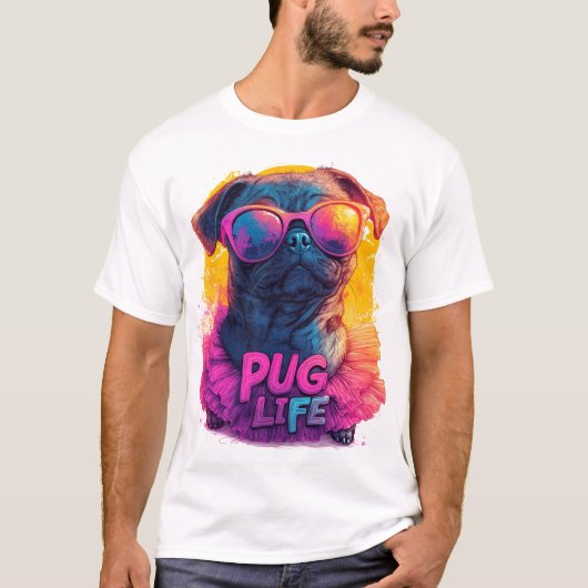 Quirky Mops in Tutu - Mops Life Design T-Shirt (Vorderseite)