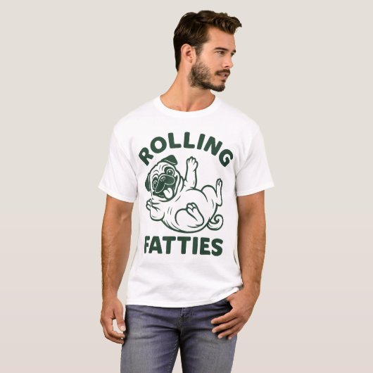 Quirky Mops Spaß Mops Rolling Fatties Dog Mops T-Shirt (Vorne ganz)