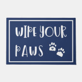 Quirky Navy Weiß Wischen Sie Ihre Pfauen Fußmatte (Vorderseite)