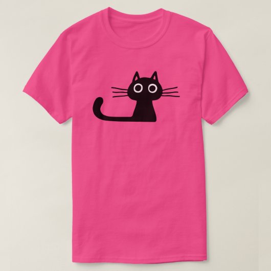 Quirky Niedlich Black Kitty Cat mit Long Whiskers T-Shirt (Design vorne)
