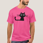 Quirky Niedlich Black Kitty Cat mit Long Whiskers T-Shirt (Vorderseite)