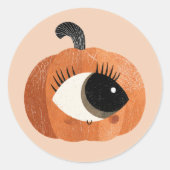 Quirky Niedlich Cyclope Pumpkin WasserfarbenHallow Runder Aufkleber (Vorderseite)