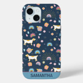 Quirky Niedlich Hunde Regenbogenmuster Blau Person Case-Mate iPhone Hülle (Rückseite)