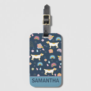 Quirky Niedlich Hunde Regenbogenmuster Blau Person Gepäckanhänger