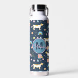 Quirky Niedlich Hunde Regenbogenmuster Blau Person Trinkflasche<br><div class="desc">Niedliches marineblau-Design mit einem sonderbaren Hund und Regenbogenwiederholmuster.</div>