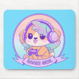 Quirky niedlich Kawaii Video Gamer Girl Dog Mousepad