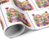 Quirky Old Ladies with Red Wine Geschenkpapier (Rolleneckpunkt)