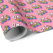 Quirky OMG Pink Comic-Tapete Geschenkpapier (Rolleneckpunkt)