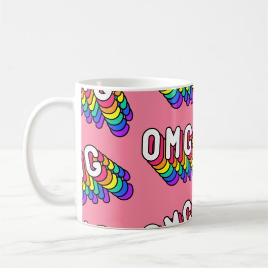 Quirky OMG Pink Comic-Tapete Kaffeetasse (Links)