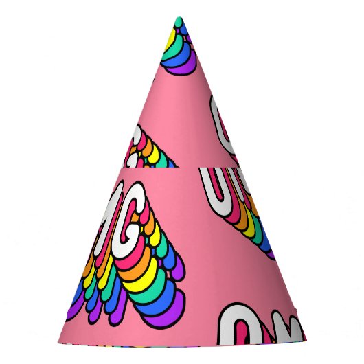 Quirky OMG Pink Comic-Tapete Partyhütchen (Vorderseite)