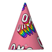 Quirky OMG Pink Comic-Tapete Partyhütchen (Rechts)