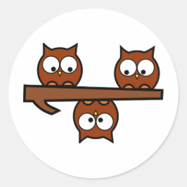 Quirky Owls Runder Aufkleber