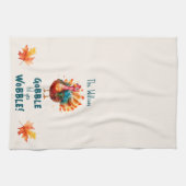 Quirky Peach Watercolor Türkei Erntedank Geschirrtuch (Horizontal)