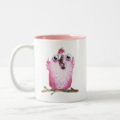 Quirky Pink Chirping Bird Collectible Zweifarbige Tasse (Links)