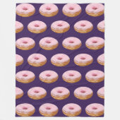Quirky Pink Glazed Donuts Muster Lila Fleecedecke (Vorderseite)