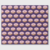 Quirky Pink Glazed Donuts Muster Lila Geschenkpapier (Flach)