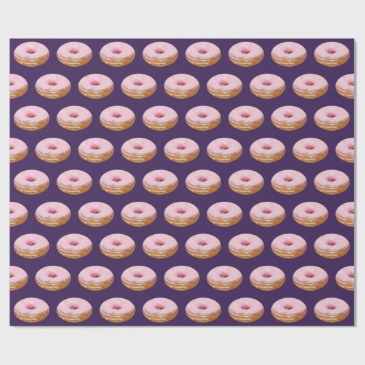 Quirky Pink Glazed Donuts Muster Lila Geschenkpapier (Flach)
