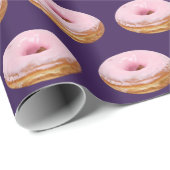 Quirky Pink Glazed Donuts Muster Lila Geschenkpapier (Rolleneckpunkt)