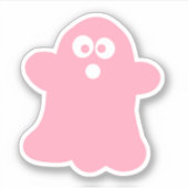 Quirky Pink Halloween Ghost Aufkleber (Vorderseite)