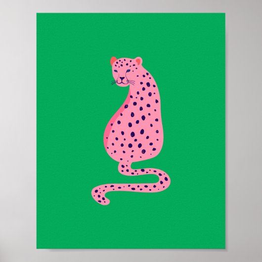 Quirky Pink Leopard Green Aesthetic Poster (Vorne)