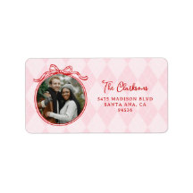 Quirky Pink & Red Whimsical Bow Happy Holidays