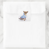 Quirky-Porträt eines Teacup Chihuahua 2 Quadratischer Aufkleber (Tasche)