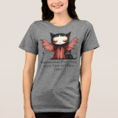 Quirky Purranormal Halloween Fairy Cat & Bat Unite Tri-Blend Shirt (Vorderseite)