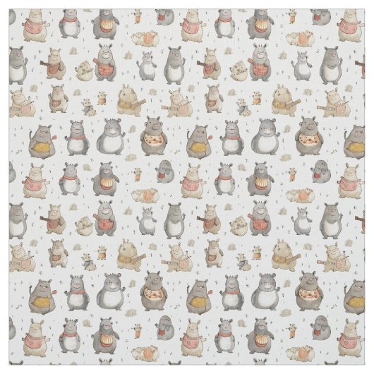 Quirky Quarters: Whimsy Hippo Stoff (Muster)