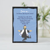 Quirky Rabbi Bar Bat Mitzvah Empfang Party Card Einladung (Stehend Vorderseite)