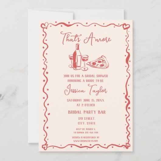 Quirky Red Hand Drawn Bridal Brunch das noch mehr Einladung (Vorderseite)