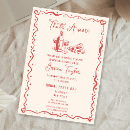Quirky Red Hand Drawn Bridal Brunch das noch mehr Einladung
