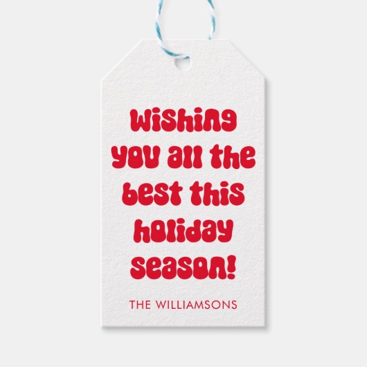 Quirky Red Typografy Retro Christmas Personalisier Geschenkanhänger (Vorderseite)