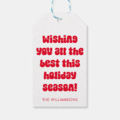 Quirky Red Typografy Retro Christmas Personalisier Geschenkanhänger (Rückseite)