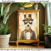 Quirky Regal Steampunk Dog Portrait EA6 Decoupage Seidenpapier